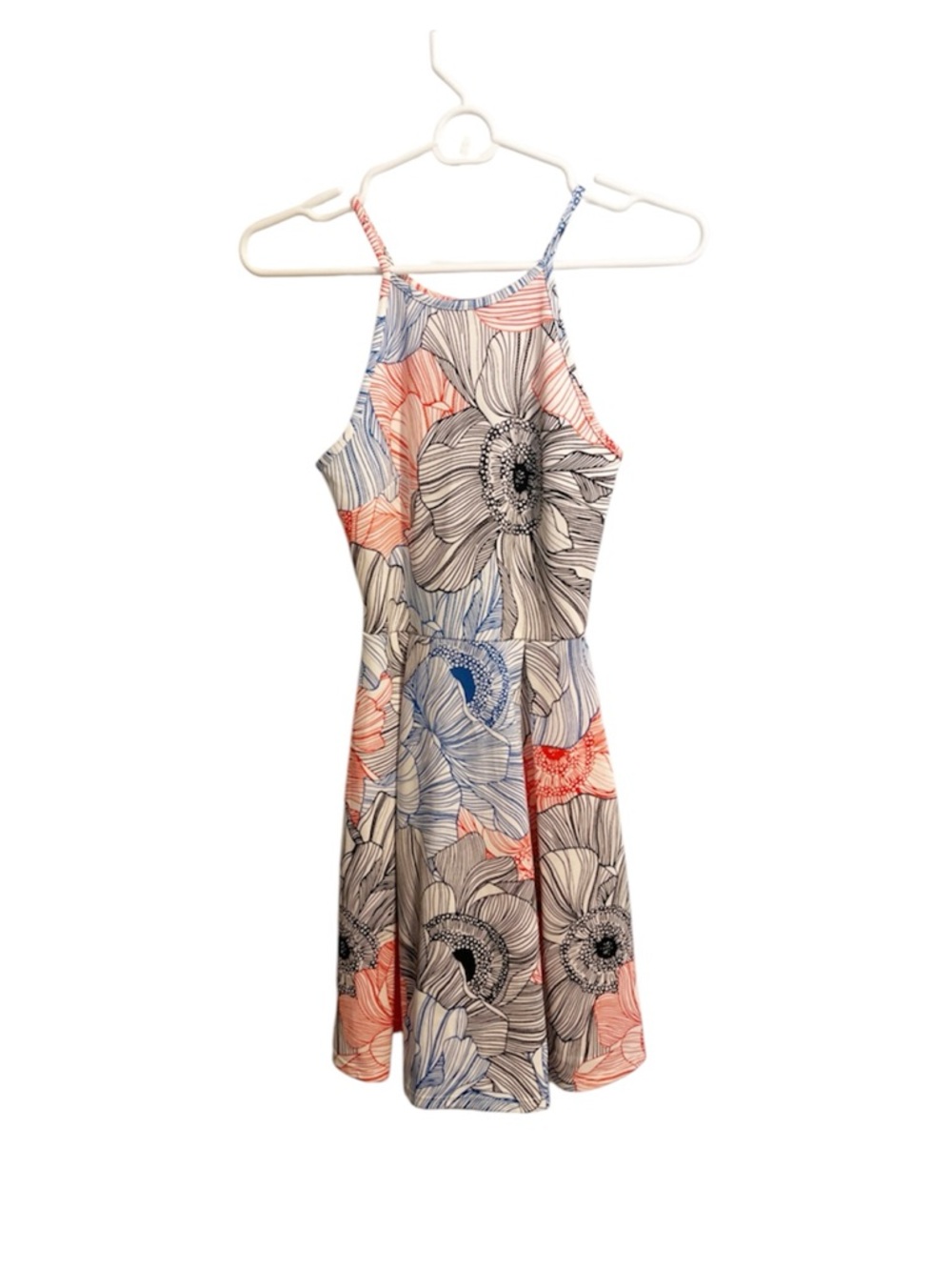 Soprano Floral Sundress in Coral, Blue & Black